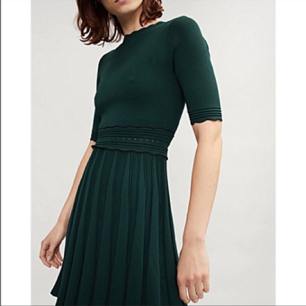 Ted Baker London Dorlean deep green pleated skater dress size 1 (US 4)